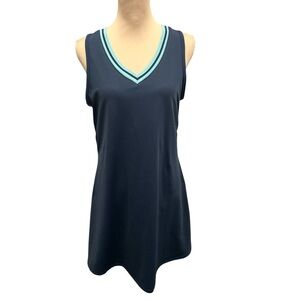 Sincerely Jules Navy Active Dress Large Shelf Bra Sleeveless V-Neck Golf Tennis.